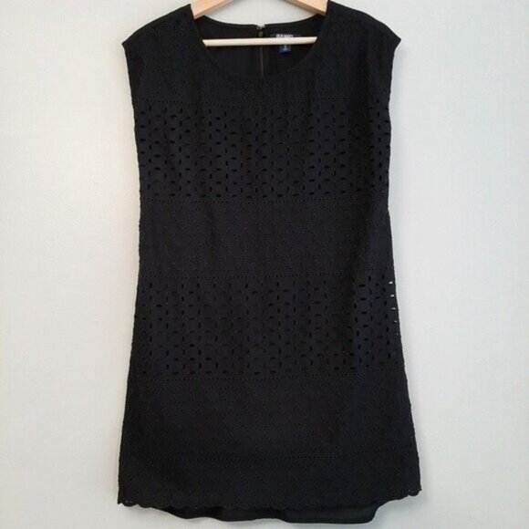 OLD NAVY 100% Cotton Medallion Eyelet Sleeveless Mini Summer Dress Black Sz XS - Picture 2 of 10